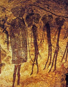 Processione umana stilizzata (probabilmente officiante un rito), V-I millennio a.C. Fase dei cacciatori evoluti nella fase evoluta